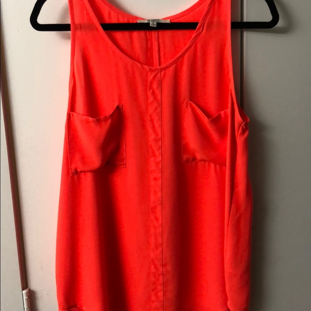 Neon red-orange silky tank top - BB DAKOTA